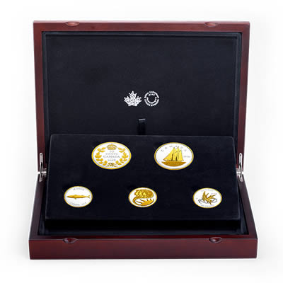 RCM-New-Release:-2018-Pure-Silver-Gold-Plated-5-Coin-Set---Legacy-Of-The-Dime